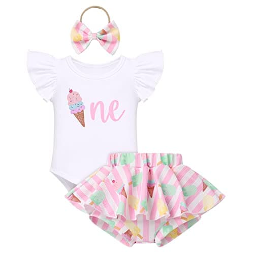 FYMNSI Baby Girls Sunflower Peach 1st Birthday Romper + Shorts + Headband for Cake Smash Photo Props