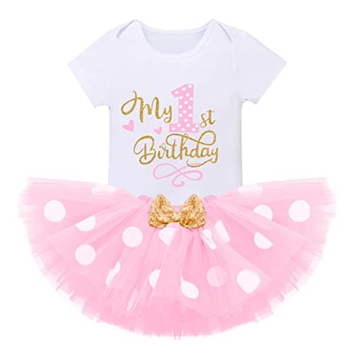 IMEKIS Baby Girls 1st Birthday Tutu Romper with Polka Dots & Mouse Ears Costume