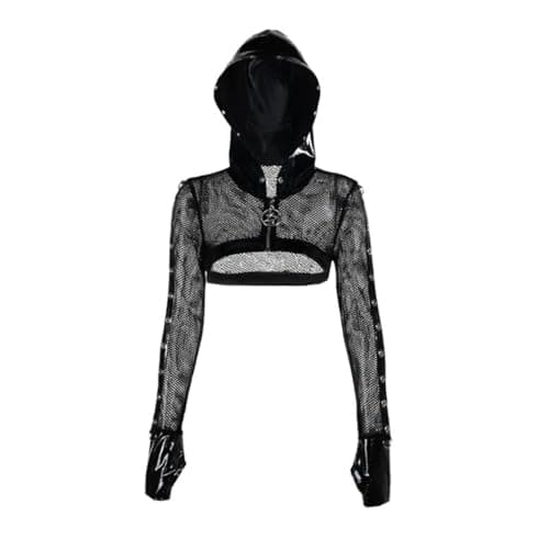 Gothic Punk Hoodies for Women in Crop Tops Style