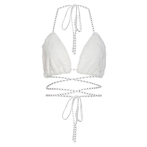 Fluffy Fur Triangle Bikini Crop Top for Women