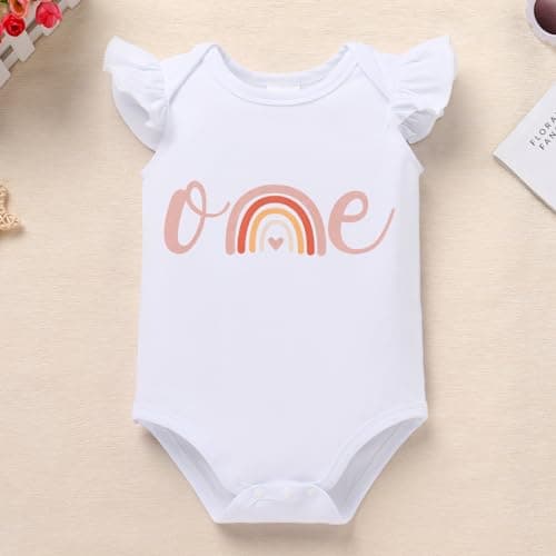 IMEKIS Baby Girl 1st Birthday Strawberry Peach Romper & Outfit