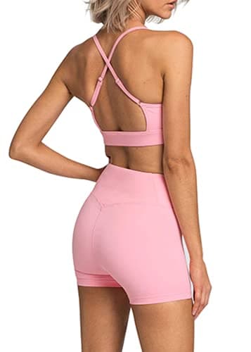 IDOPIP Women's Seamless High-Waist Legging Shorts & Sports Bra Tracksuit Set