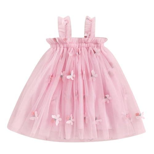 Ginevsal Toddler Butterfly Sleeveless Summer Dress Flowers Tulle