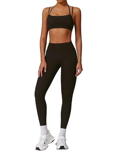 Women's QBGJTD 2-Piece Workout Set: Sport Bra & Scrunch High-Waist Leggings