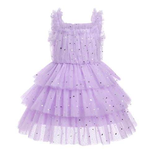 IMEKIS Toddler Girls Shiny Sequin Stars Birthday Tutu Dress 1-6T
