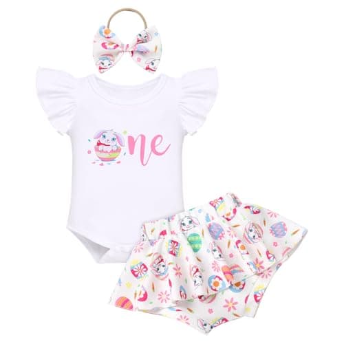 Sunflower Peach Romper Set for Baby Girls 1st Birthday
