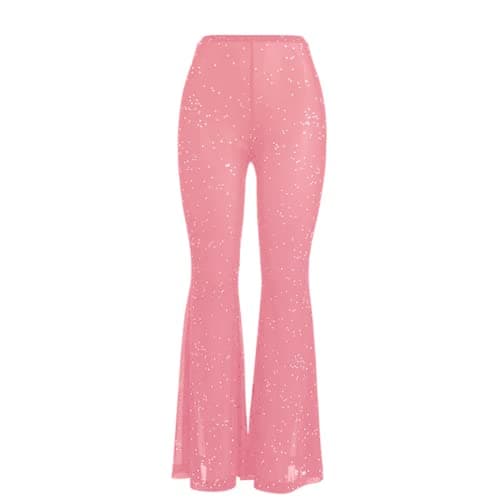 JUMISEE Women's Flared Mesh Sheer Pants for Dance Festival Clubwear
