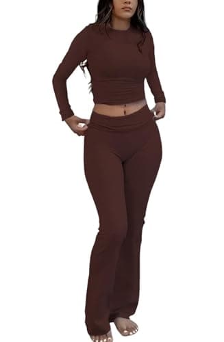 ZFLM Casual Workout Two-Piece Streetwear Sets Flared Leggings
