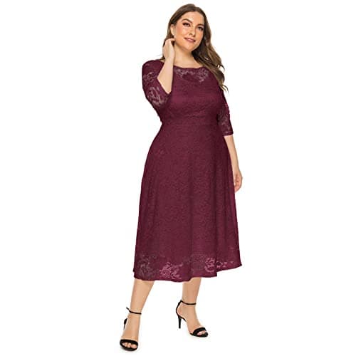 Women's Floral Lace Cocktail Dress with Pockets