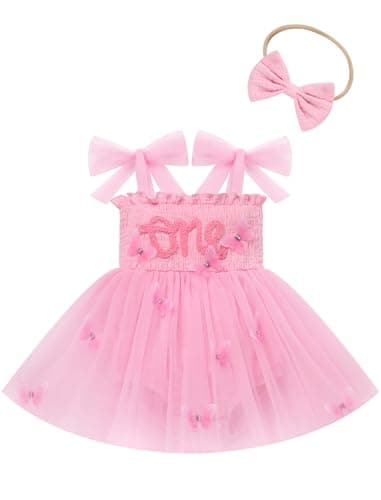 FYMNSI Baby Girl 1st Birthday Cotton Tutu Jumpsuit Summer Dress