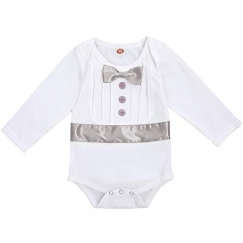 Christening Outfit for Baby Boys - Bowtie Romper with PantsSuit Set
