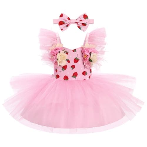 IMEKIS Cow Birthday Tutu Dress for Toddler Girls with Headband