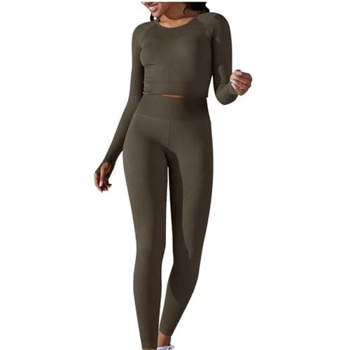 Fartey Women's Matching Workout Set High Waist Leggings & Zip Up Tops