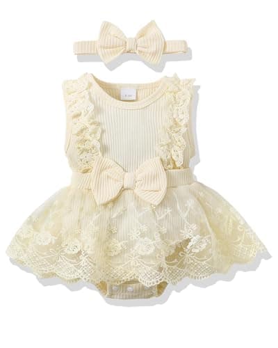 Renotemy Newborn Lace Romper Boho Flower Dress for Summer Photography