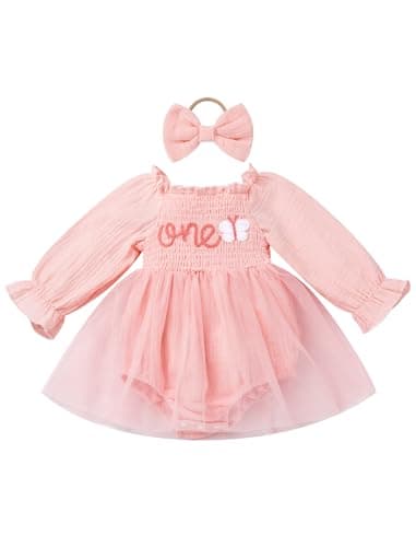 IMEKIS Baby Girl 1st Birthday Snowflake Romper & Headband Outfit