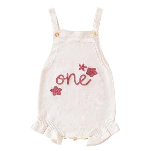 IMEKIS Boho Baby 1st Birthday Outfit Sweater Romper Overalls