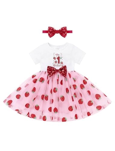 IMEKIS Baby Girls 1st & 2nd Birthday Outfit with Dress & Tutu Set