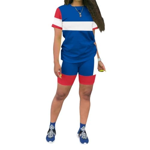 KINIKO Women's Casual Fashion Sports Suit Set - Short Sleeve Top and Pants