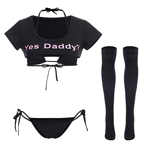 IMEKIS Women's Kawaii Anime Lingerie Set 4Pcs Outfit