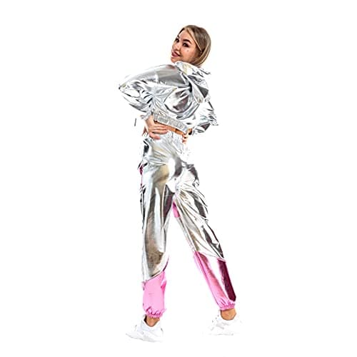 Metallic Hoodie and Sweatpants Set for Women by OBEEII