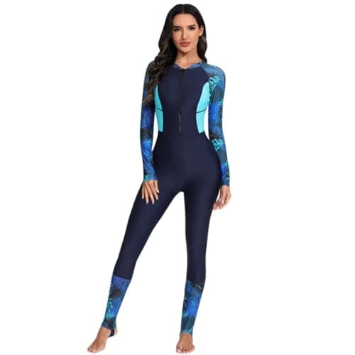 IMEKIS Women's Full Body Rash Guard Swimsuit with UV Protection and Floral Print