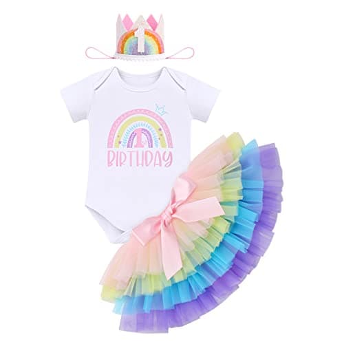 Boho Rainbow 1st Birthday Outfit for Baby Girls