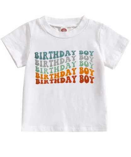 KEKEMI Toddler Boy Birthday Party Letter Print T-Shirt
