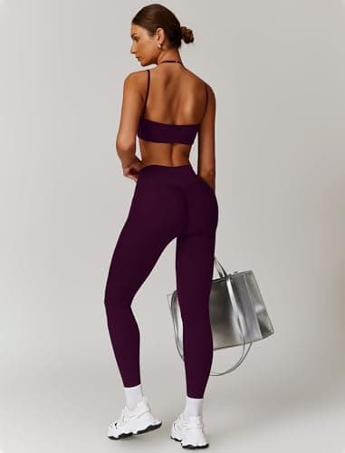 Women's QBGJTD 2-Piece Workout Set: Sport Bra & Scrunch High-Waist Leggings
