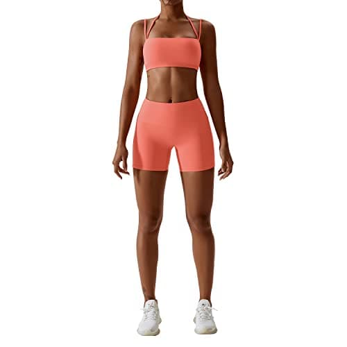 IMEKIS Women's Yoga Set Crop Top and Biker Shorts Tracksuit