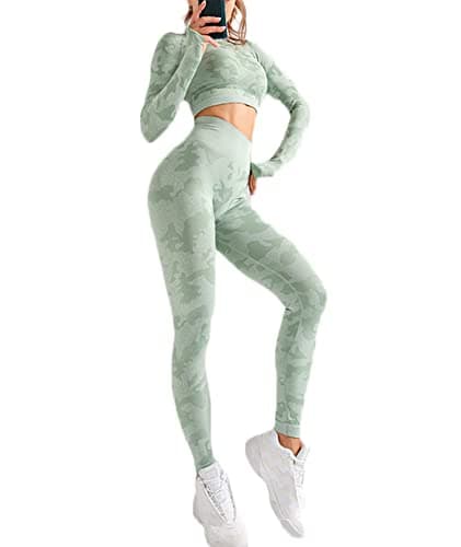Hotexy Women's High Waisted Yoga Leggings & Stretch Sports Bra Set