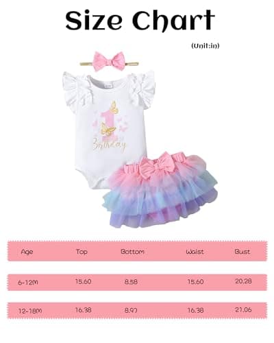 Mioglrie 1st Birthday Girl Outfit Romper Tutu Set 3-18 Months
