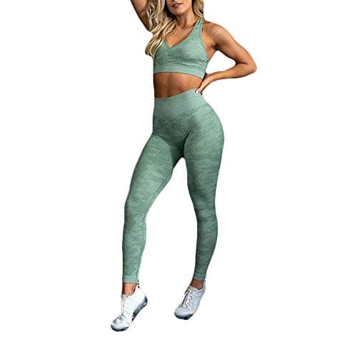 Hotexy Women's High Waisted Yoga Leggings & Stretch Sports Bra Set