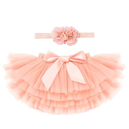 IMEKIS Baby Girls Tutu Skirt Diaper Cover Headband Set for Birthday Photo Shoot