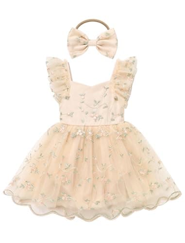 IMEKIS Baby Girls Floral Romper Dress for 1st Birthday & Wedding Tulle Tutu
