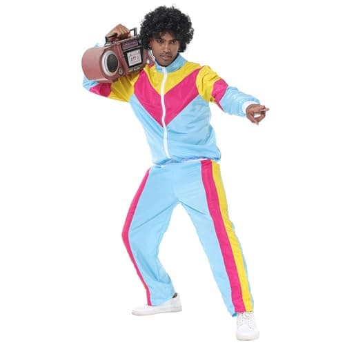 80s Workout Halloween Costume Color Block Windbreaker Outfit Set