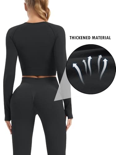 JOLLMONO Women's Long Sleeve Yoga Outfits for Gym