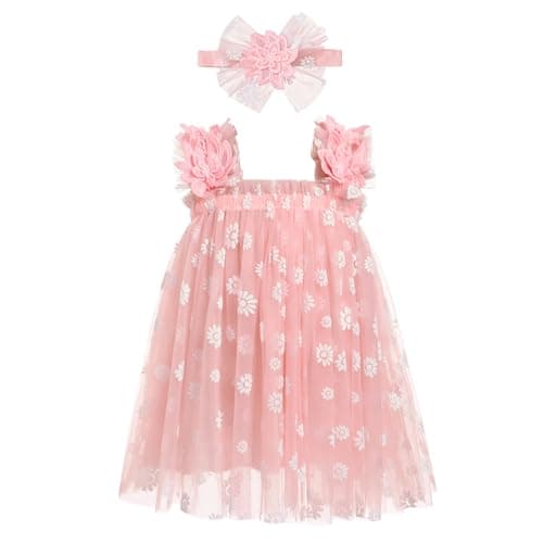 Toddler Girl Strawberry Butterfly Tutu Dress with Headband for Birthday Cake Smash Photos