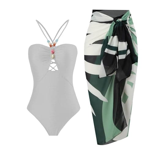 Women's One-Piece Swimsuit with Cover-up Sarong - Beach Outfit