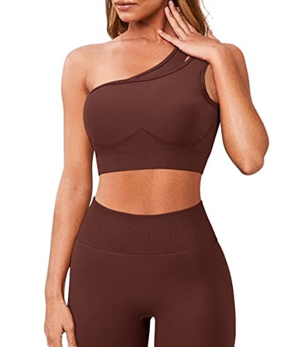 OMKAGI Women's Workout Set: One Shoulder Sports Bra & Lifting Leggings