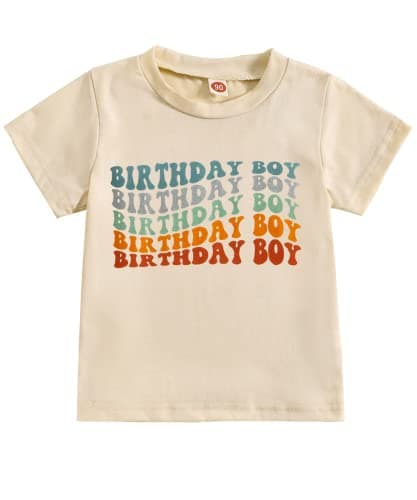 KEKEMI Toddler Boy Birthday Party Letter Print T-Shirt