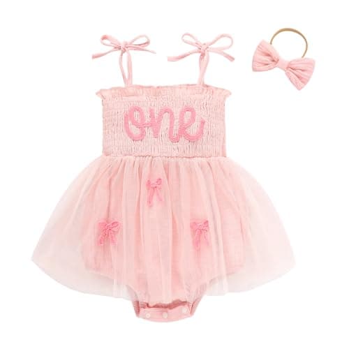 TITKKOP Baby Girl 1st Birthday Tulle Romper Sleeveless Bodysuit