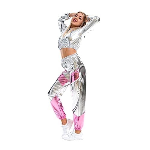Metallic Hoodie and Sweatpants Set for Women by OBEEII