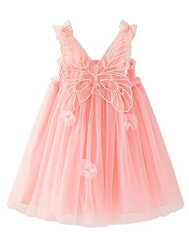 AGQT Baby Girls Butterfly Print Tulle Tutu Sundress 6M-6T