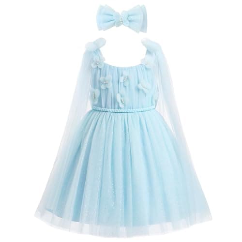 ODOLDI Baby Flower Girl Sleeveless Spaghetti Straps Floral Embroidered Birthday Dress