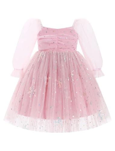 Toddler Girl Birthday Dress with Floral Print and Long Sleeves