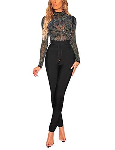 Sheer Mesh Turtleneck Bodysuit for Ladies