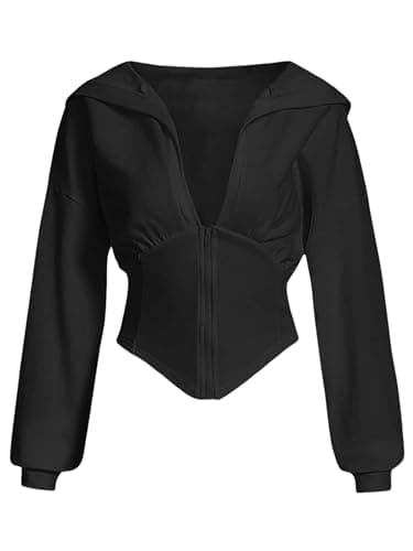 Verdusa Women's Asymmetrical Crop Hoodie Sweatshirt