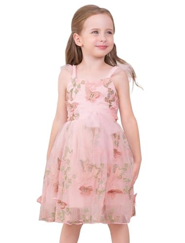 OBEEII Toddler Butterfly Embroidered Tulle Dress for Birthday Party