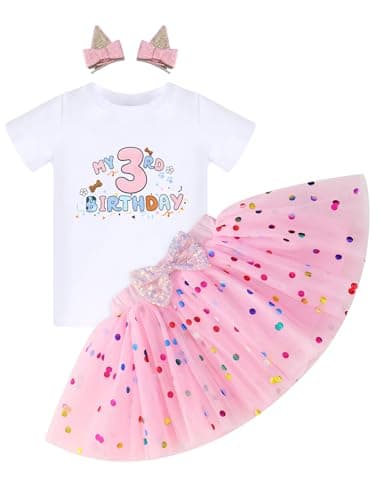 IMEKIS Toddler Birthday Outfit Ruffle Tutu Skirt Dog Ears Hair Clips Set Ideal for 1-6T Birthday Photoshoots  
IMEKIS Toddler Birthday Girl Outfit Shirt Ruffle Tutu Skirt Perfect for 1-6T Birthday Parties  
IMEKIS Cute Birthday Outfit Tutu Skirt with