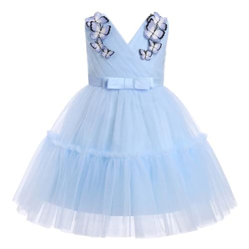 ODASDO V-Neck Sleeveless Tulle Tutu Dress for Flower Girls and Kids